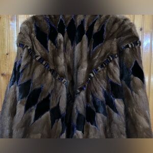Elegant Brown, Black and Purple New Mink Fur Coat
